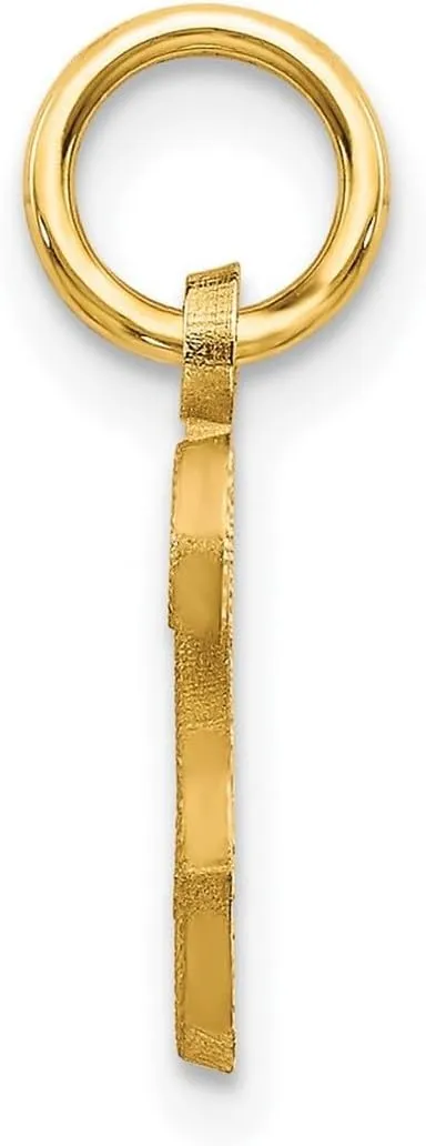 JewelryWeb 14k Yellow Gold Solid Satin Letter Name Personalized Monogram Initial Charm 16.2x9.9mm Pendant Necklace for Women