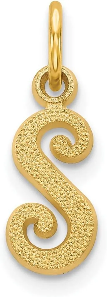 JewelryWeb 14k Yellow Gold Solid Satin Letter Name Personalized Monogram Initial Charm 16.2x9.9mm Pendant Necklace for Women