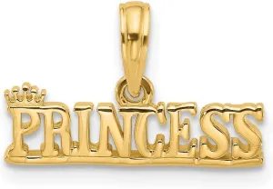 JewelryWeb 18.3mm 14k Solid Yellow Gold Polished Princess Charm Pendant Necklace for Women