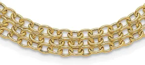 JewelryWeb 3.5mm 14k Solid Yellow Gold Polished and Textured Fancy 3 Layer Cable Necklace 17 Inch Pendant-Necklace for Women