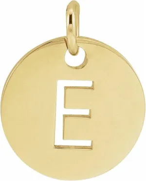 JewelryWeb 925 Sterling Silver 18k Yellow Gold Plated Letter Name Personalized Monogram Initial E 10mm Polished Initial Disc Pendant Necklace-Pendant for Women