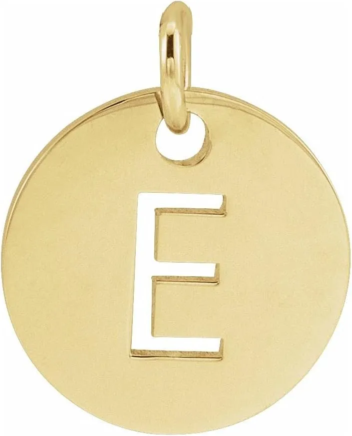 JewelryWeb 925 Sterling Silver 18k Yellow Gold Plated Letter Name Personalized Monogram Initial E 10mm Polished Initial Disc Pendant Necklace-Pendant for Women