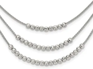 JewelryWeb 925 Sterling Silver Beaded Multi Layer Necklace 15 Inch 3.86mm Wide Pendant-Necklace