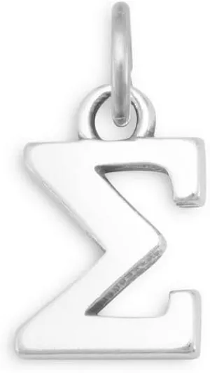 JewelryWeb 925 Sterling Silver Greek Alphabet Letter Name Personalized Monogram Initial Charm Sigma 11.5x9.5mm Pendant Necklace for Women