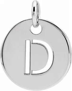 JewelryWeb 925 Sterling Silver Letter Name Personalized Monogram Initial D 10mm Polished Initial Disc Pendant Necklace-Pendant for Women