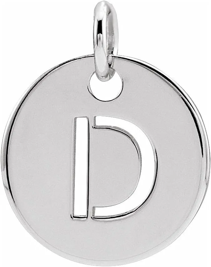 JewelryWeb 925 Sterling Silver Letter Name Personalized Monogram Initial D 10mm Polished Initial Disc Pendant Necklace-Pendant for Women