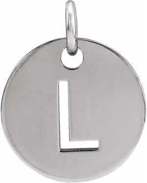 JewelryWeb 925 Sterling Silver Letter Name Personalized Monogram Initial L 10mm Polished Initial Disc Pendant Necklace-Pendant for Women
