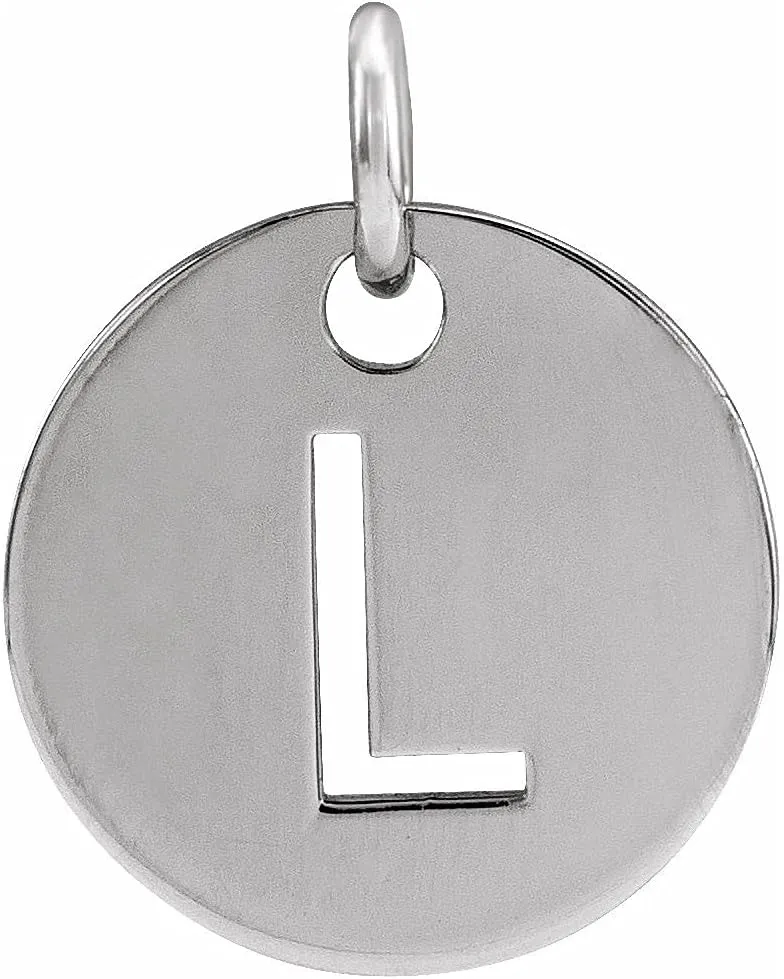 JewelryWeb 925 Sterling Silver Letter Name Personalized Monogram Initial L 10mm Polished Initial Disc Pendant Necklace-Pendant for Women