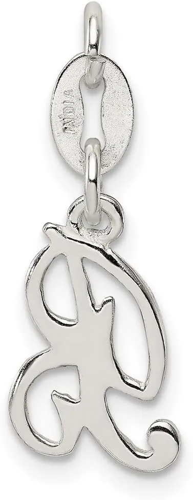 JewelryWeb 925 Sterling Silver Solid Polished Letter Name Personalized Monogram Initial Pendant Necklace 19x8mm Wide-Pendant for Women