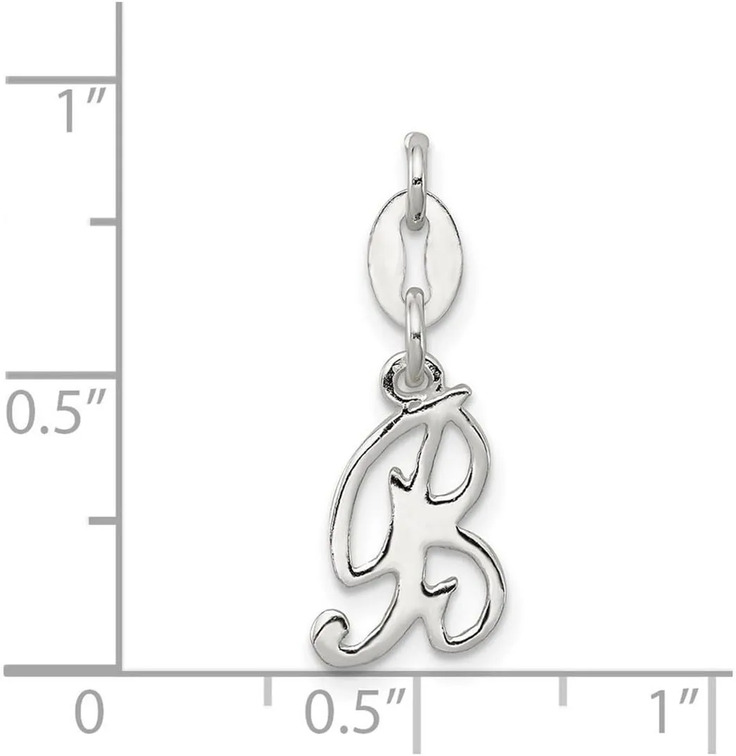 JewelryWeb 925 Sterling Silver Solid Polished Letter Name Personalized Monogram Initial Pendant Necklace 19x8mm Wide-Pendant for Women