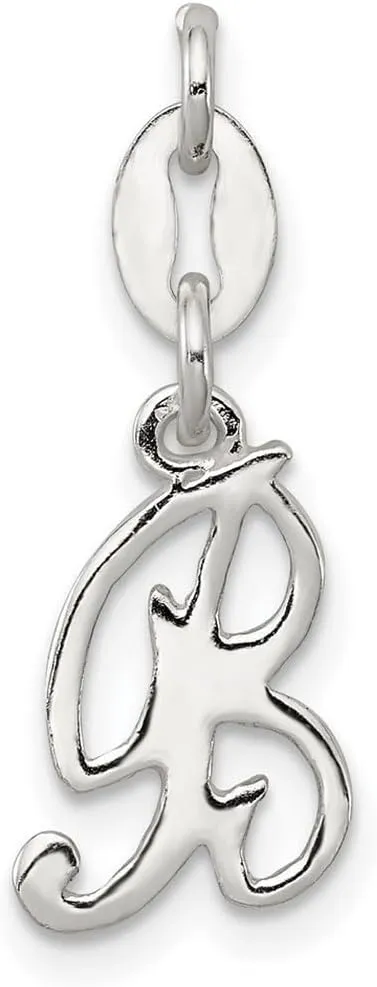 JewelryWeb 925 Sterling Silver Solid Polished Letter Name Personalized Monogram Initial Pendant Necklace 19x8mm Wide-Pendant for Women
