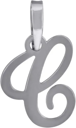 JewelryWeb 925 Sterling Silver Unisex Cursive Letter Name Personalized Monogram Initial Alphabet C Charm Pendant Necklace 17.7x10.6mm Wide-Pendant for Women