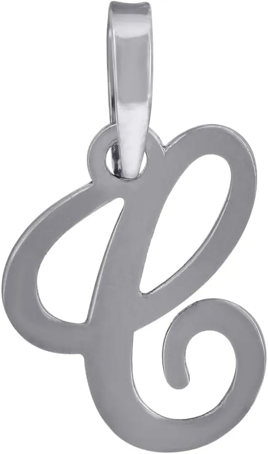 JewelryWeb 925 Sterling Silver Unisex Cursive Letter Name Personalized Monogram Initial Alphabet C Charm Pendant Necklace 17.7x10.6mm Wide-Pendant for Women