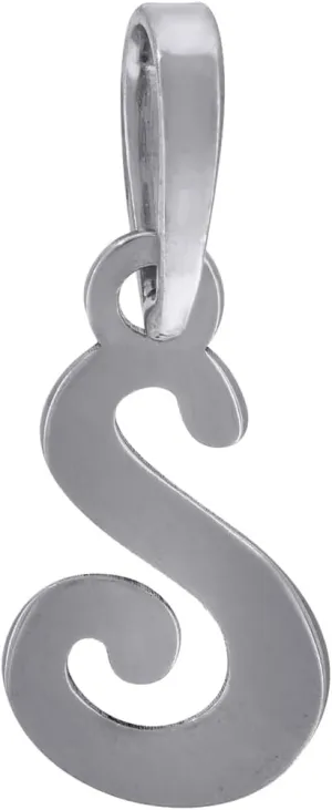 JewelryWeb 925 Sterling Silver Unisex Cursive Letter Name Personalized Monogram Initial Alphabet S Charm Pendant Necklace 19x7.7mm Wide-Pendant for Women