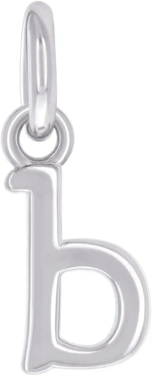 JewelryWeb 925 Sterling Silver Unisex Letter Name Personalized Monogram Initial Small Alphabet B Charm Pendant Necklace 13.5x4.4mm Wide-Pendant for Women