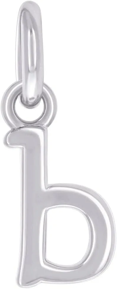 JewelryWeb 925 Sterling Silver Unisex Letter Name Personalized Monogram Initial Small Alphabet B Charm Pendant Necklace 13.5x4.4mm Wide-Pendant for Women