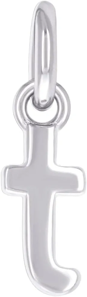 JewelryWeb 925 Sterling Silver Unisex Letter Name Personalized Monogram Initial Small Alphabet T Charm Pendant Necklace 12.6x3.8mm Wide-Pendant for Women