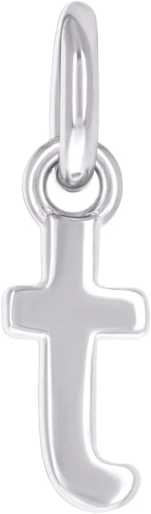 JewelryWeb 925 Sterling Silver Unisex Letter Name Personalized Monogram Initial Small Alphabet T Charm Pendant Necklace 12.6x3.8mm Wide-Pendant for Women