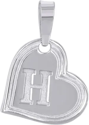 JewelryWeb 925 Sterling Silver Womens Love Heart Letter Name Personalized Monogram Initial Alphabet H Charm Pendant Necklace 22.8x15.6mm Wide-Pendant for Women