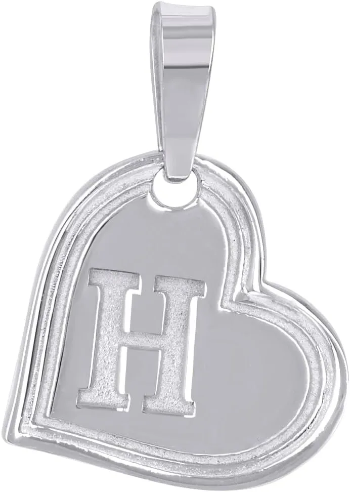 JewelryWeb 925 Sterling Silver Womens Love Heart Letter Name Personalized Monogram Initial Alphabet H Charm Pendant Necklace 22.8x15.6mm Wide-Pendant for Women