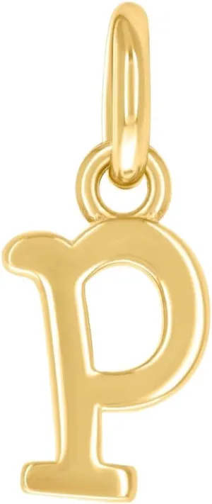 JewelryWeb 925 Sterling Silver Yellow tone Unisex Letter Name Personalized Monogram Initial Small Alphabet P Charm Pendant Necklace 12.5x4.7mm Wide-Pendant for Women