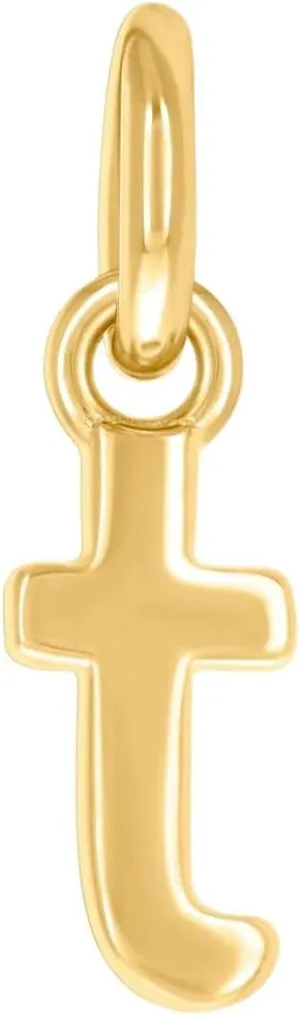 JewelryWeb 925 Sterling Silver Yellow tone Unisex Letter Name Personalized Monogram Initial Small Alphabet T Charm Pendant Necklace 13.5x4.5mm Wide-Pendant for Women