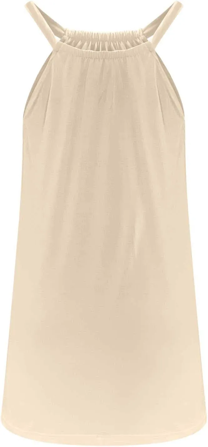 jsaierl Women Sundress Summer Sleeveless Beach Mini Dress Cute Cami Tank Dress A Line Swing Dress Casual Boho Vacation Dress