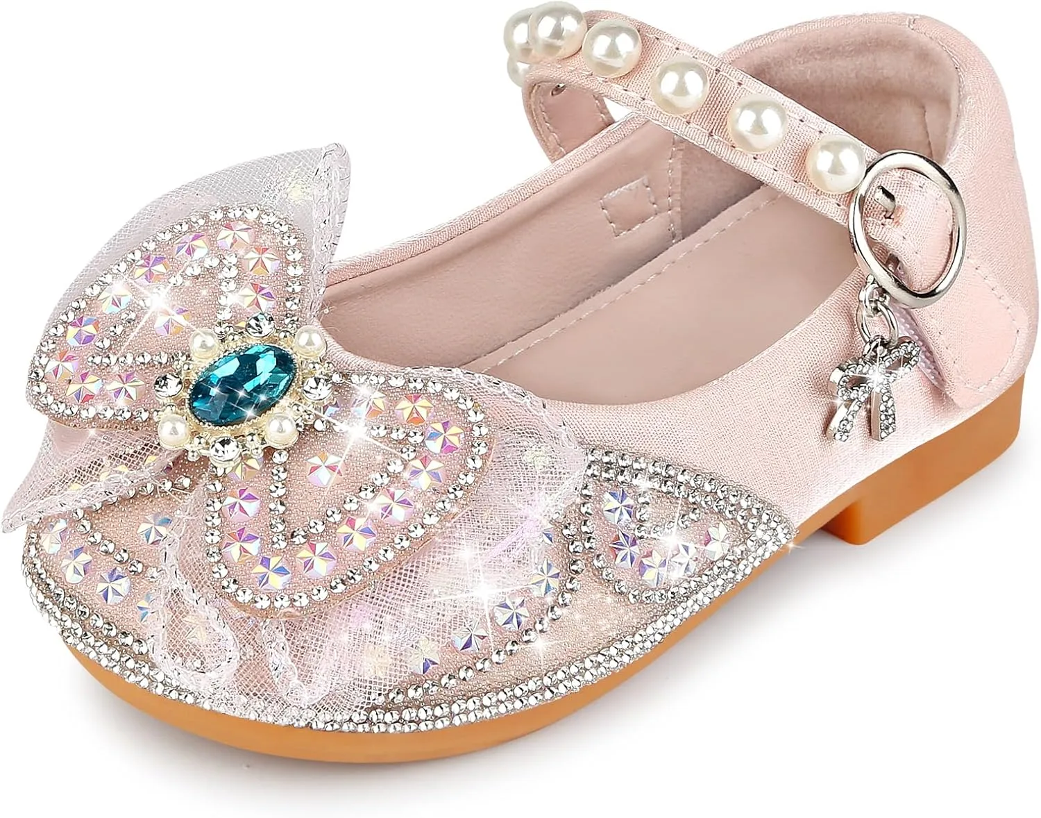 Kivors Toddler Girls Dress Shoes Princess Shoes Low Heels Girls Mary Jane for Wedding Party, 11 Little Kid (Pink)