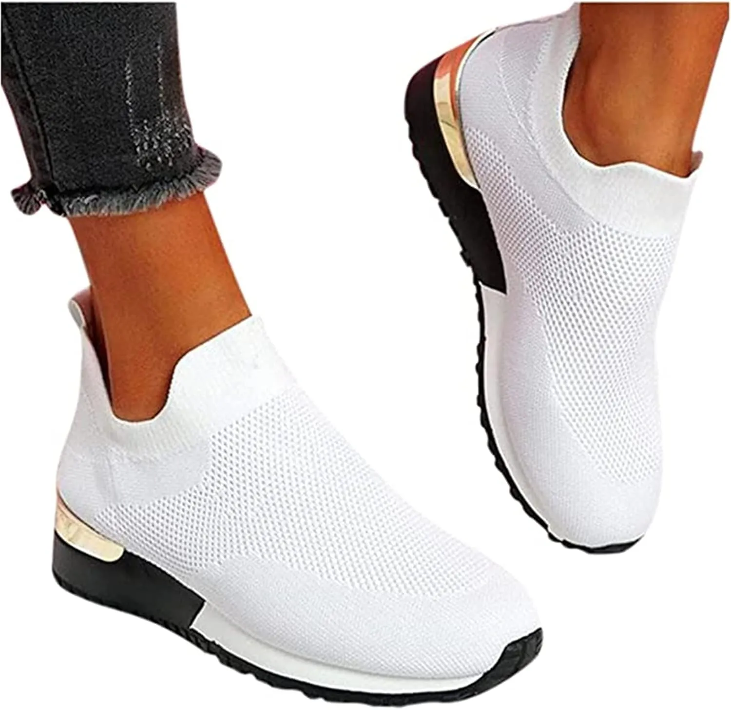 Ladmiple Gym Shoes For Women Workout Memory Foam Slip On Walking Shoes Casual Comfort Fashion Tennis Running Sneakers