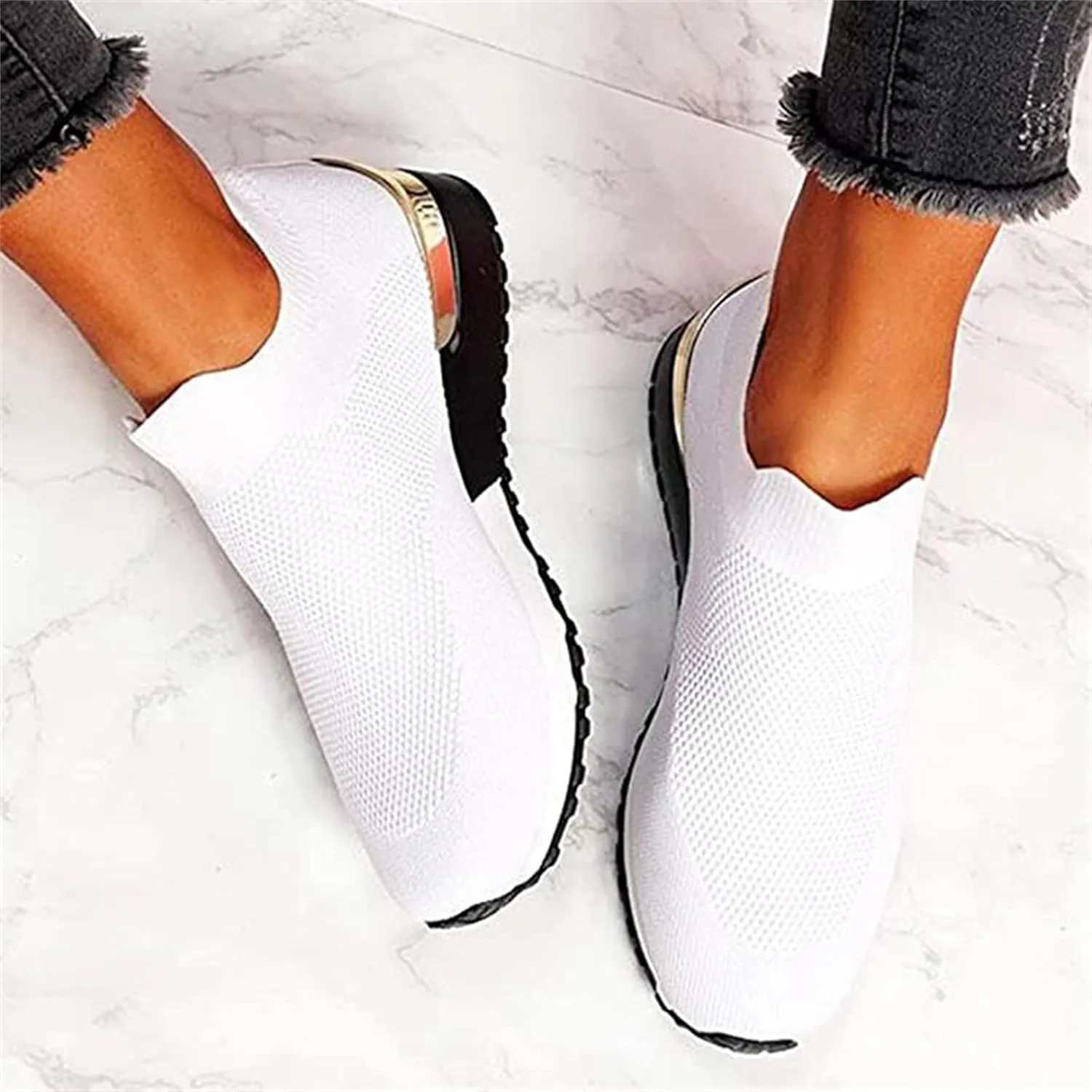 Ladmiple Gym Shoes For Women Workout Memory Foam Slip On Walking Shoes Casual Comfort Fashion Tennis Running Sneakers