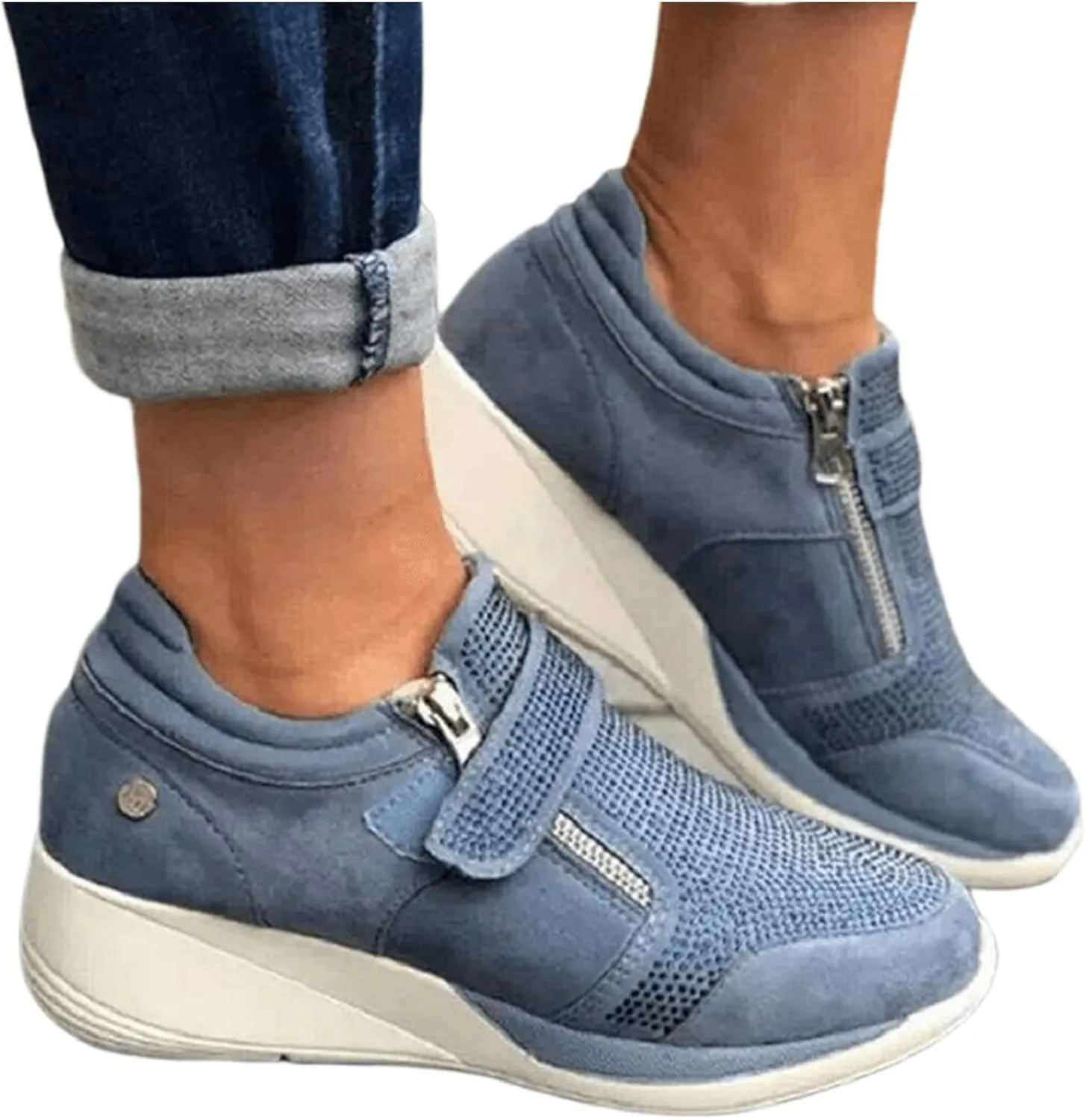 Ladmiple Shoes For Women Sneakers Trendy Walking Shoes Slip on Lady Fashion Gym Non Slip Platform Tennis Running Shoes