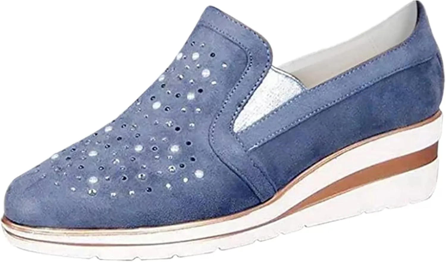 Ladmiple Sneakers For Women Walking Shoes Wide Width Slip On Loafers Comfort Fashion Dressy Casual Summer Glitter Shoes
