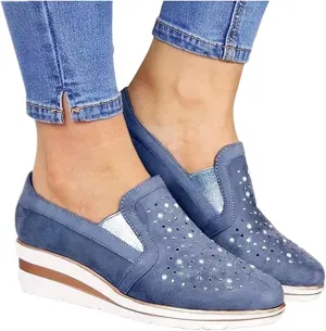 Ladmiple Sneakers For Women Walking Shoes Wide Width Slip On Loafers Comfort Fashion Dressy Casual Summer Glitter Shoes