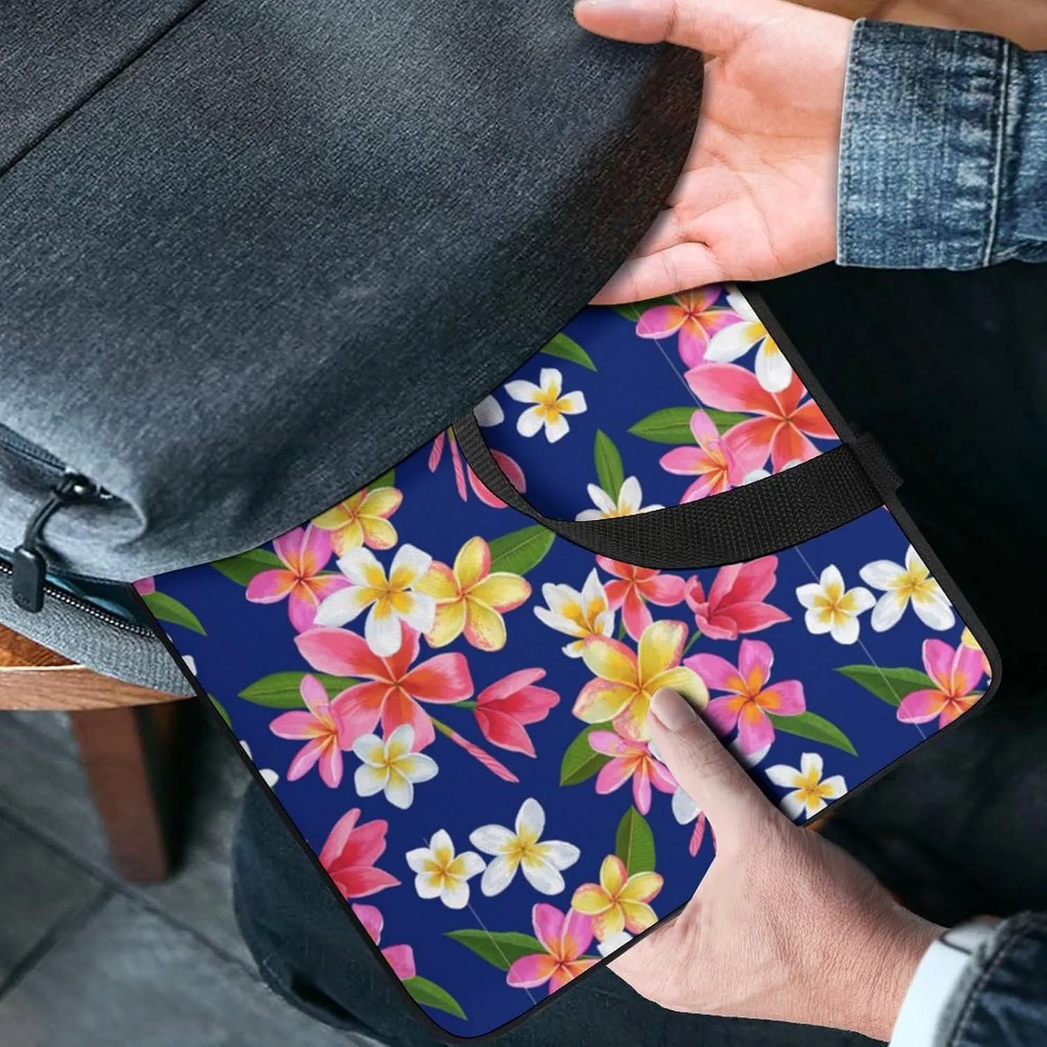 Laptop Sleeve Case Plumeria Floral Handle Bag Shock-proof Office Travel Computer Cover Tote Briefcase