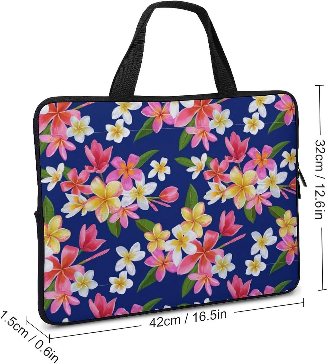 Laptop Sleeve Case Plumeria Floral Handle Bag Shock-proof Office Travel Computer Cover Tote Briefcase