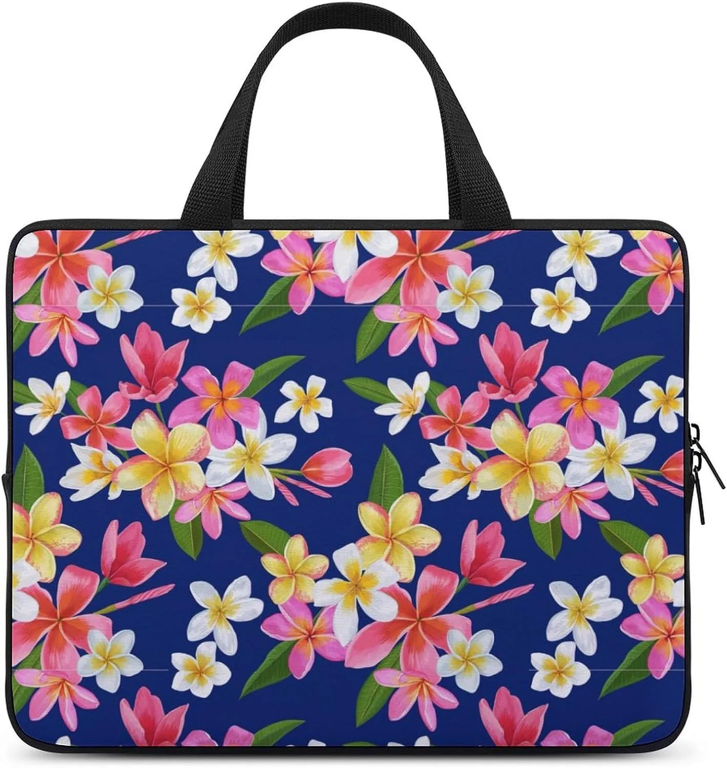 Laptop Sleeve Case Plumeria Floral Handle Bag Shock-proof Office Travel Computer Cover Tote Briefcase