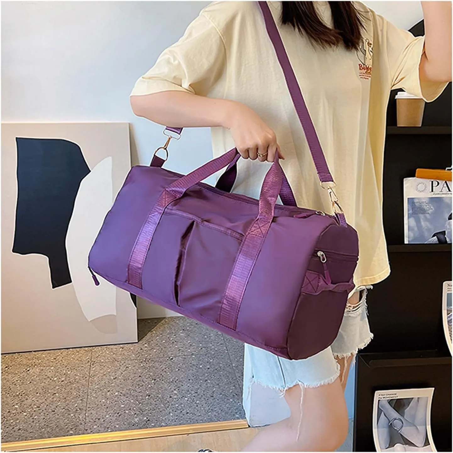 Large Oxford Cloth Shoulder Bag Handbag Crossbody Hobo Bags for Women Ladies Tote Bags with Adjustable Shoulder Strap (Black)