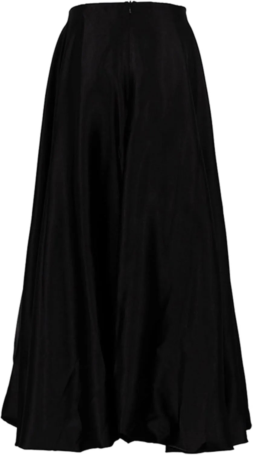 LETSVDO Women's Bubble Skirt Elastic Waist Pleated Sparkly Metallic Silver Balloon Ruffle A Line Flowy Maxi Skirts