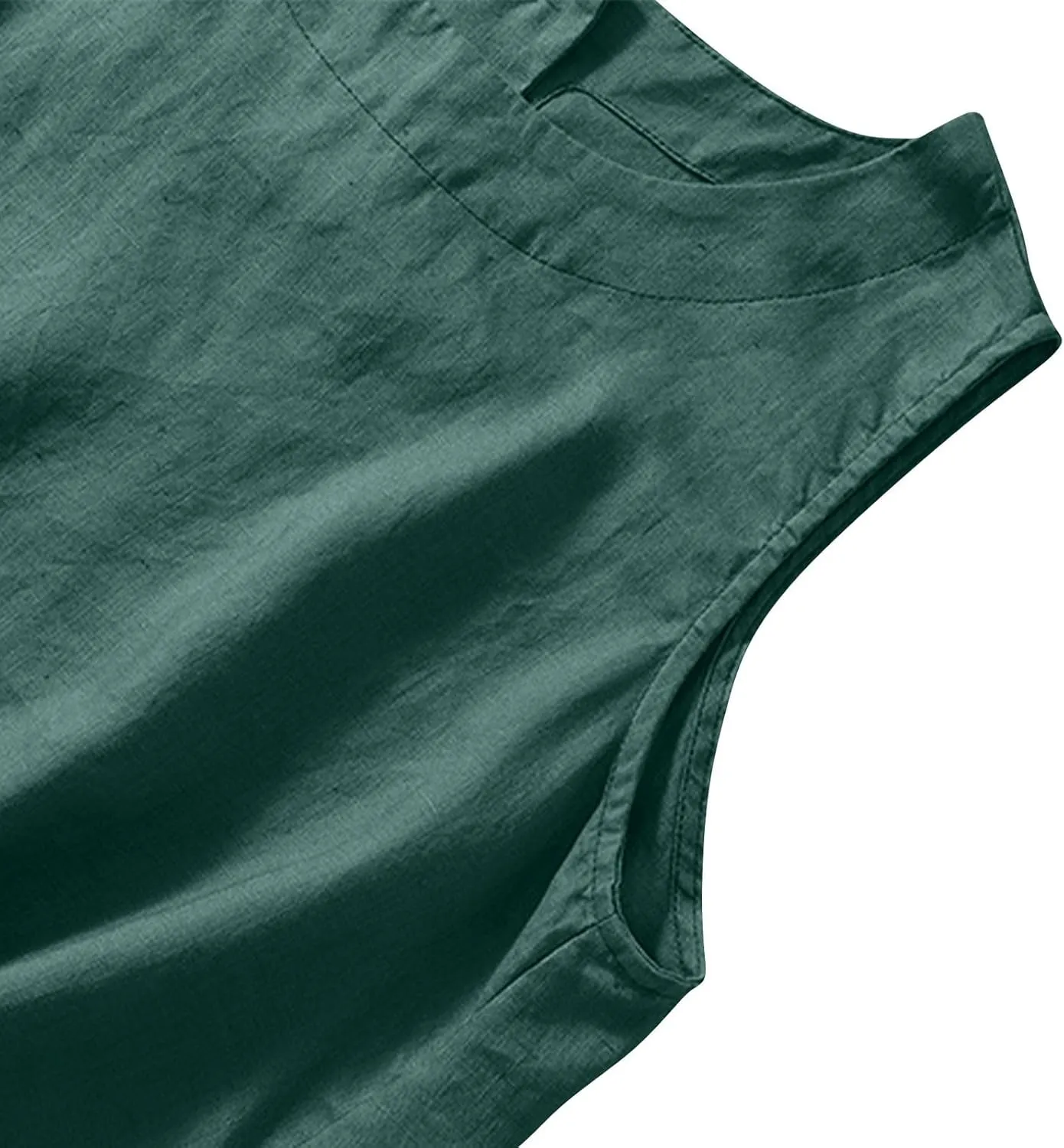 Linen Tank Tops for Women Loose Fit Cropped Slit Sleeveless Shirts Casual Basic Camisole Blouses 2025 Summer Tanks