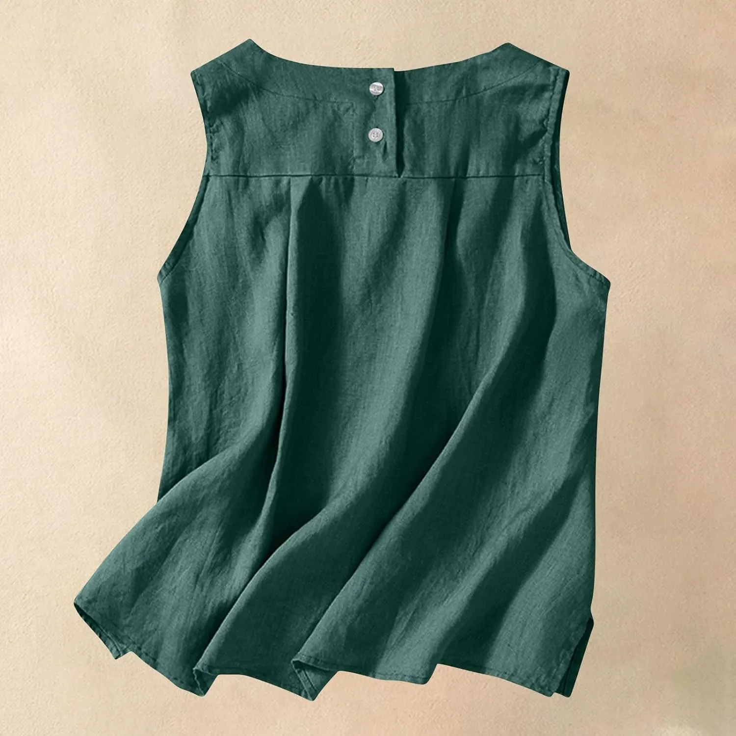 Linen Tank Tops for Women Loose Fit Cropped Slit Sleeveless Shirts Casual Basic Camisole Blouses 2025 Summer Tanks