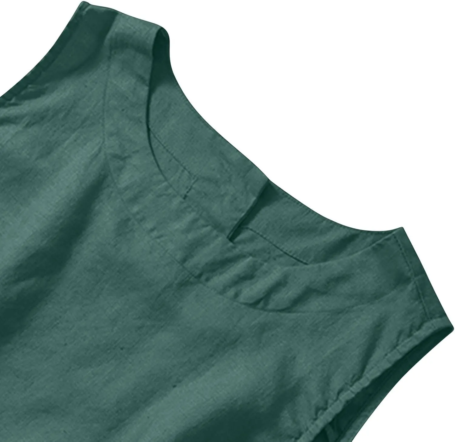 Linen Tank Tops for Women Loose Fit Cropped Slit Sleeveless Shirts Casual Basic Camisole Blouses 2025 Summer Tanks