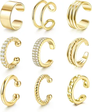 LOLIAS    for Women Non Piercing Gold Ear Cuffs    Ear Cuff for Non Pierced Ears Clip on Cartilage Earring   Lightweight