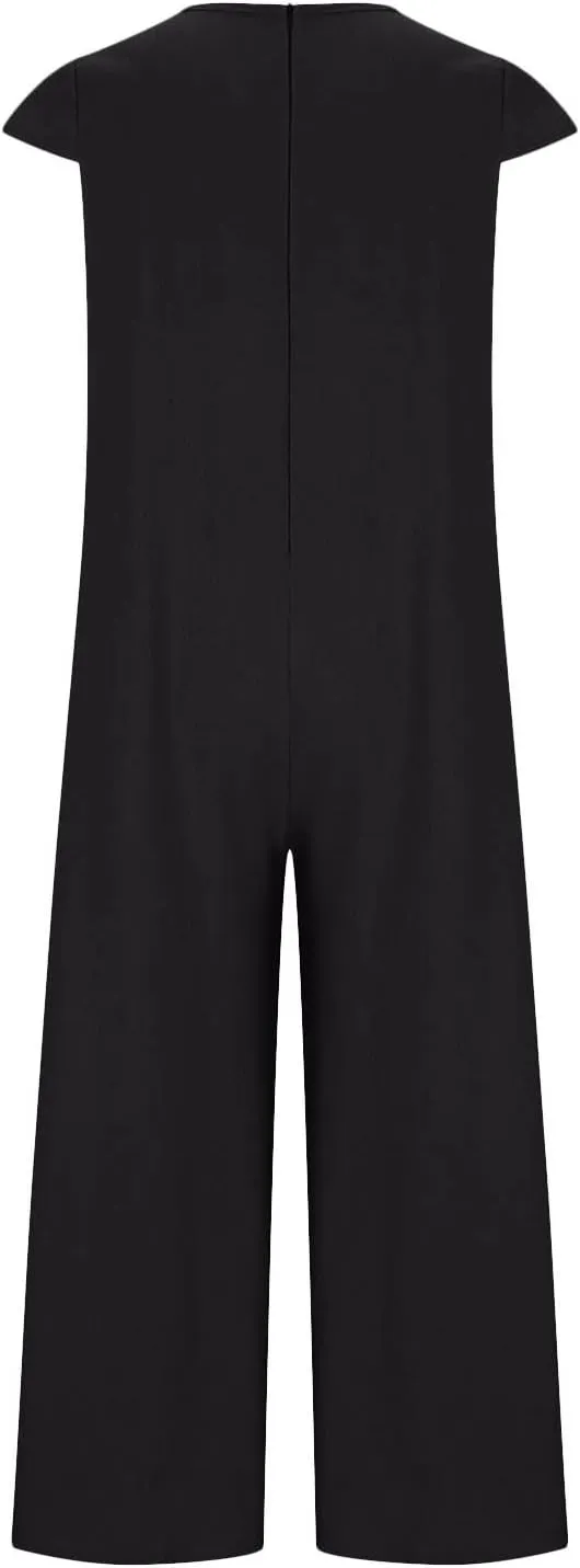 Loose Fit Pants for Women Fall Summer Linen Straight Leg Plain Long Leg Overalls Pants Rompers Women 2024 Fashion
