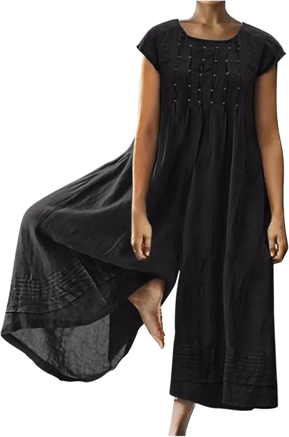 Loose Fit Pants for Women Fall Summer Linen Straight Leg Plain Long Leg Overalls Pants Rompers Women 2024 Fashion