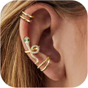 LOYALLOOK Ear Cuff Earrings for Women 14K Gold Plated Ear Cuffs Non Piercing Clip on Cartilage Earring Trendy Fake Earrings Hypoallergenic Huggie Hoop Clip Cuff Earring Lightweight