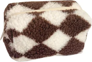 Makeup Bags for Women Girl Zipper Cosmetic Pouch Large Travel Canvas Make Up Organizer Toiletry Bag Travel Toiletry Bag Coffee Grid
