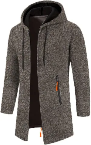 Mens Cardigan Sweater Long Hoodie Sweater Zip Up Knit Cardigan Plus Size Knit Sweater Jacket Fall Winter Cardigan