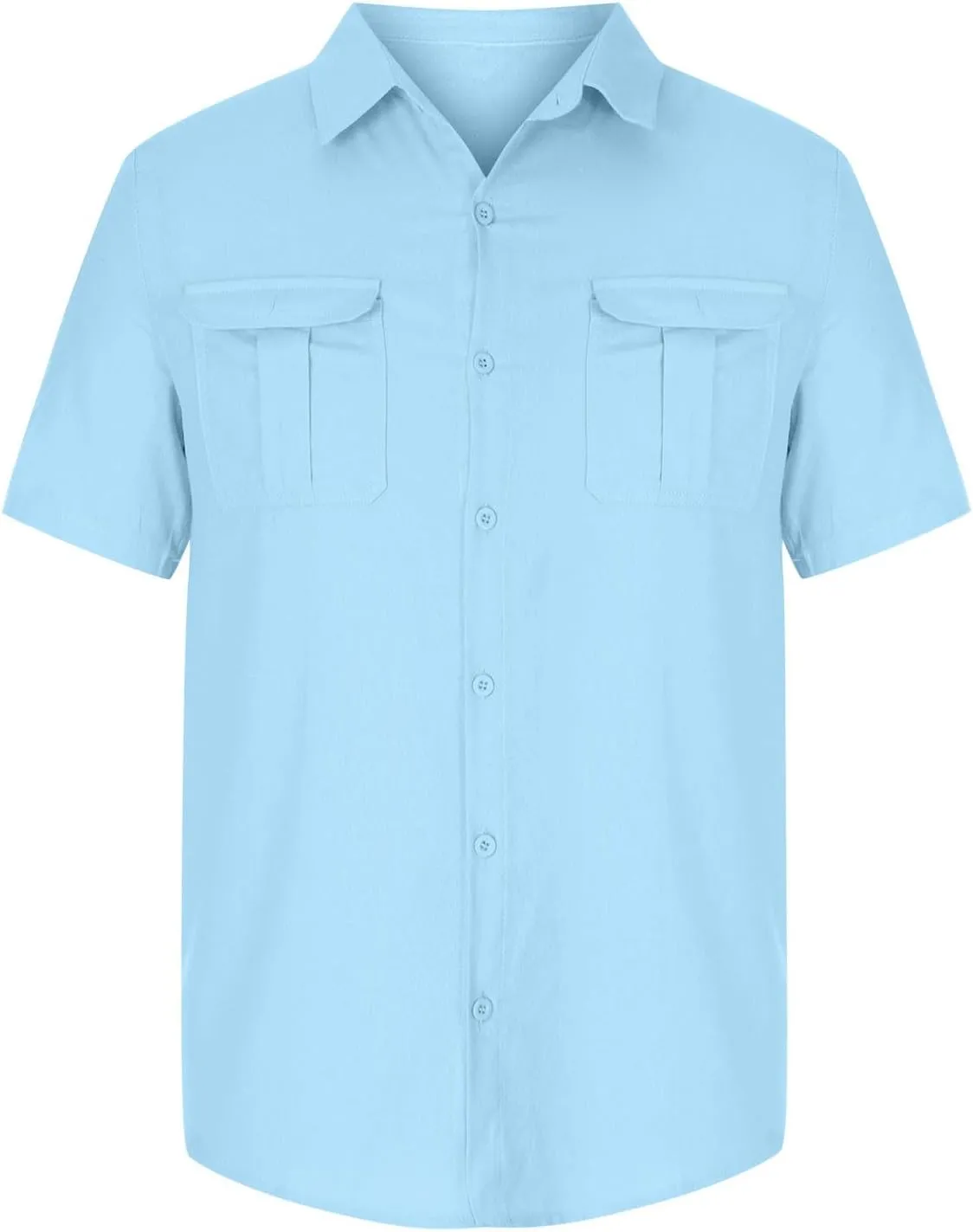 Mens Linen Shirts Short Sleeve Button Down Casual Fishing Shirt Business Dress Clothing Cuban Camp Shirts Summer Tops