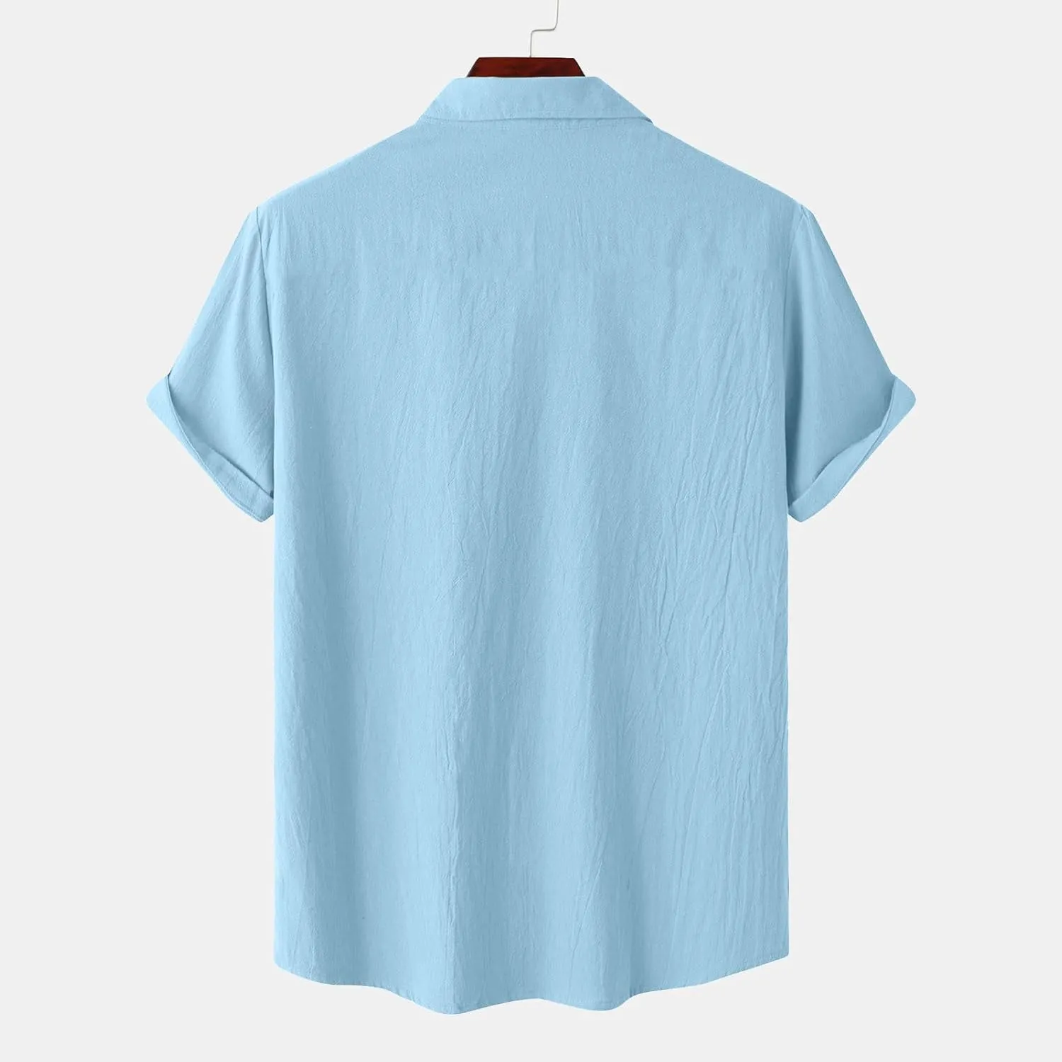 Mens Linen Shirts Short Sleeve Button Down Casual Fishing Shirt Business Dress Clothing Cuban Camp Shirts Summer Tops