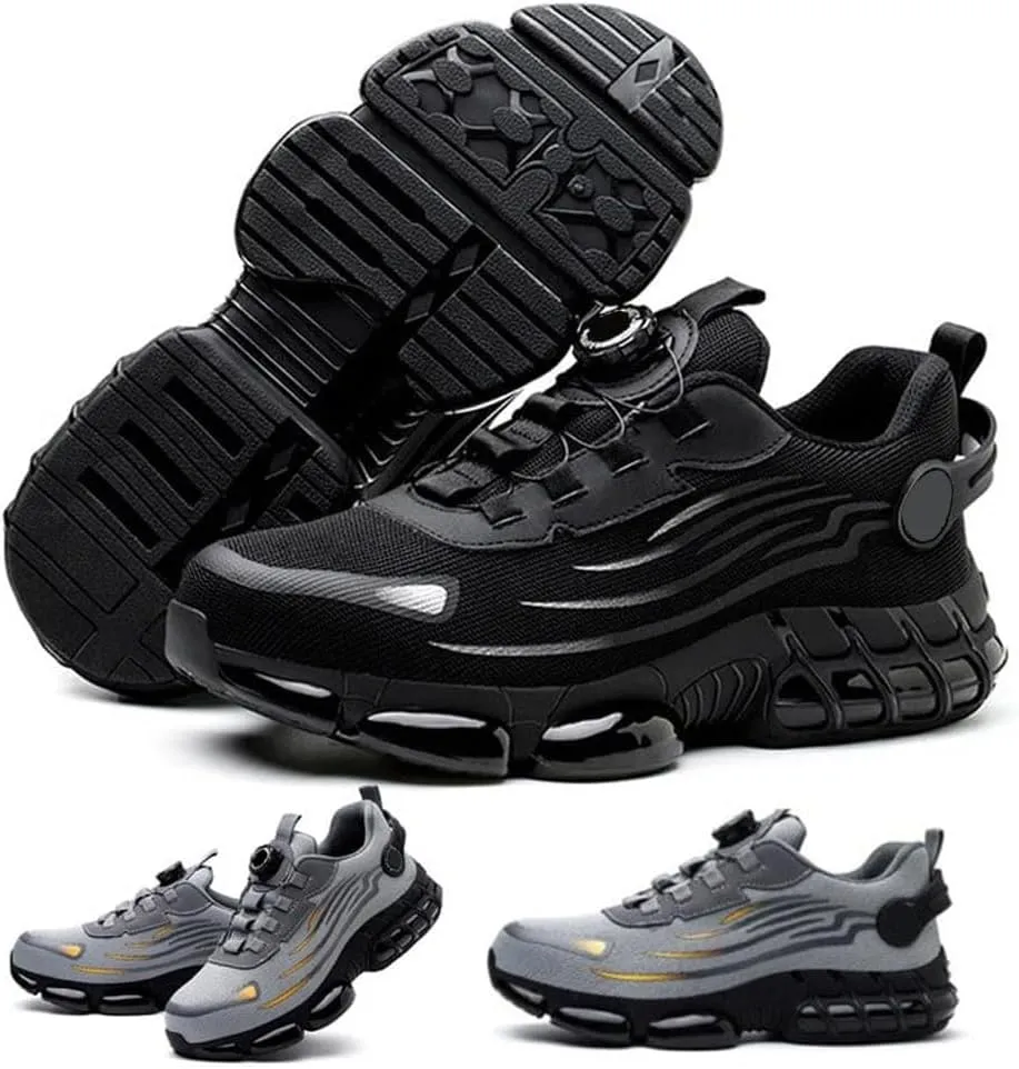 Men's Smash and Stab Resistant Work Safety Shoes, Steel Toe Wide Unisex Lightweigh Comfortable Breathable Cushioned
